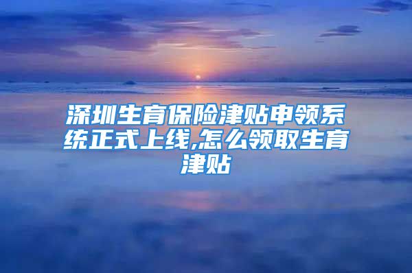 深圳生育保险津贴申领系统正式上线,怎么领取生育津贴