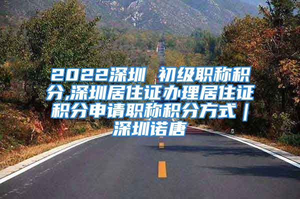 2022深圳 初级职称积分,深圳居住证办理居住证积分申请职称积分方式｜深圳诺唐