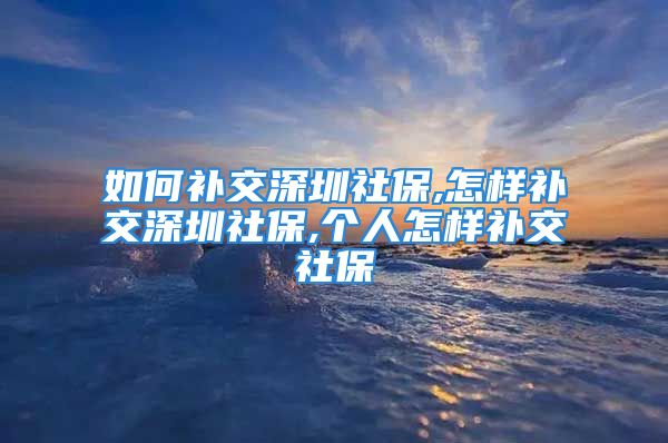 如何补交深圳社保,怎样补交深圳社保,个人怎样补交社保