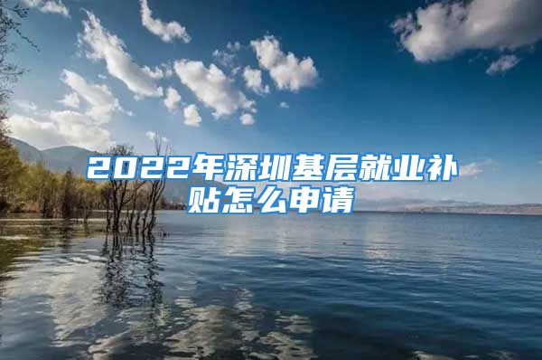 2022年深圳基层就业补贴怎么申请