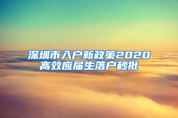 深圳市入户新政策2020高效应届生落户秒批