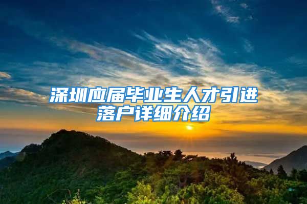 深圳应届毕业生人才引进落户详细介绍