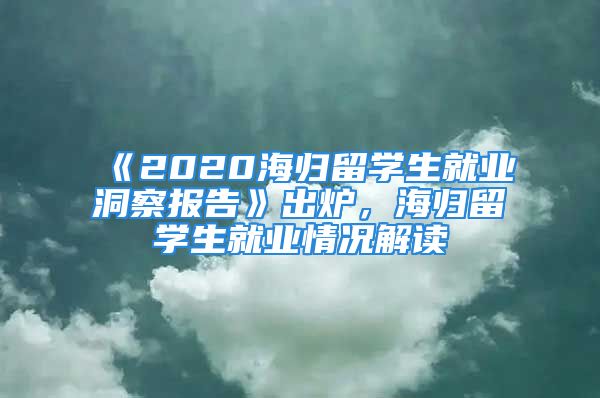 《2020海归留学生就业洞察报告》出炉，海归留学生就业情况解读