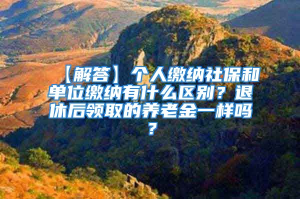 【解答】个人缴纳社保和单位缴纳有什么区别？退休后领取的养老金一样吗？