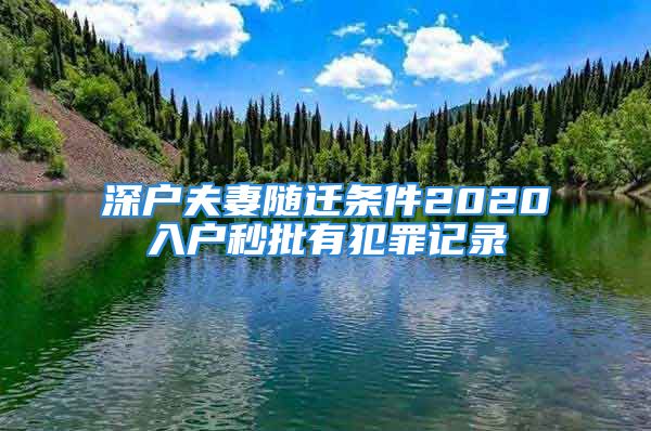 深户夫妻随迁条件2020入户秒批有犯罪记录