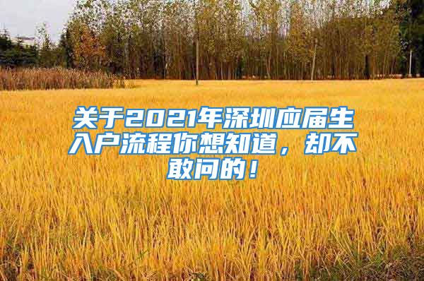 关于2021年深圳应届生入户流程你想知道，却不敢问的！