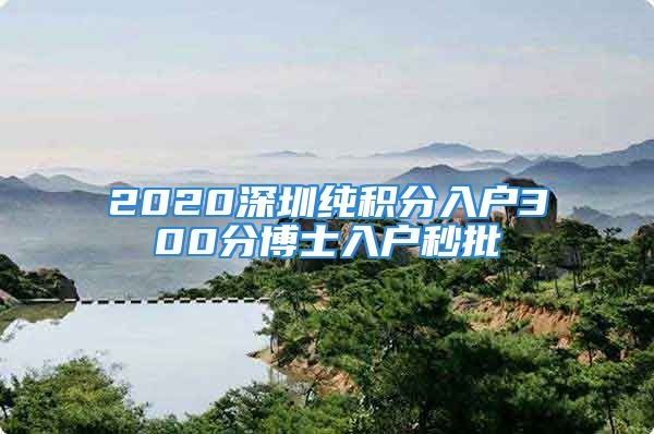 2020深圳纯积分入户300分博士入户秒批