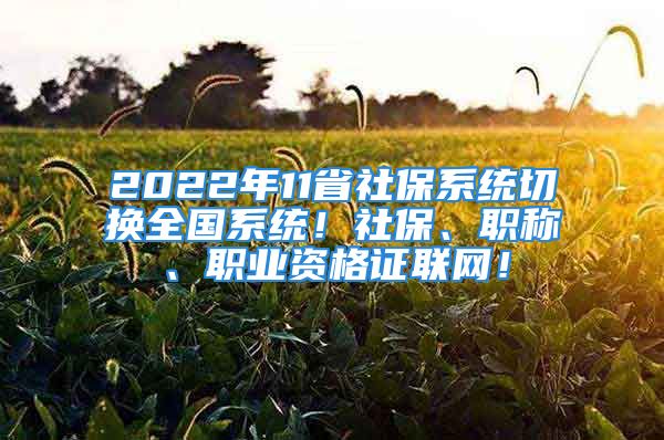 2022年11省社保系统切换全国系统！社保、职称、职业资格证联网！