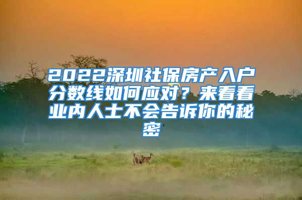 2022深圳社保房产入户分数线如何应对？来看看业内人士不会告诉你的秘密