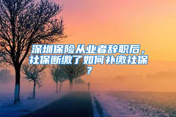 深圳保险从业者辞职后，社保断缴了如何补缴社保？