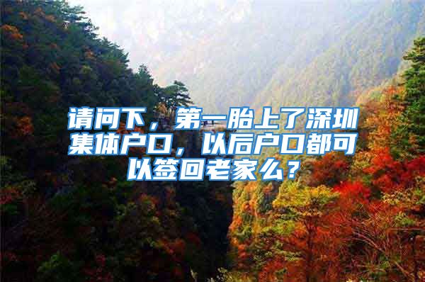 请问下，第一胎上了深圳集体户口，以后户口都可以签回老家么？