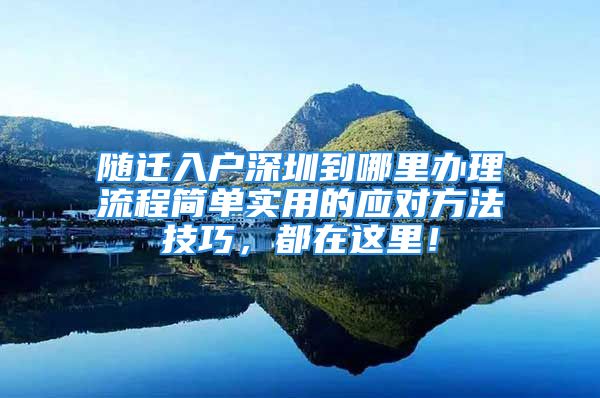 随迁入户深圳到哪里办理流程简单实用的应对方法技巧，都在这里！