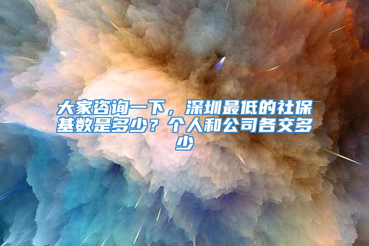 大家咨询一下，深圳最低的社保基数是多少？个人和公司各交多少