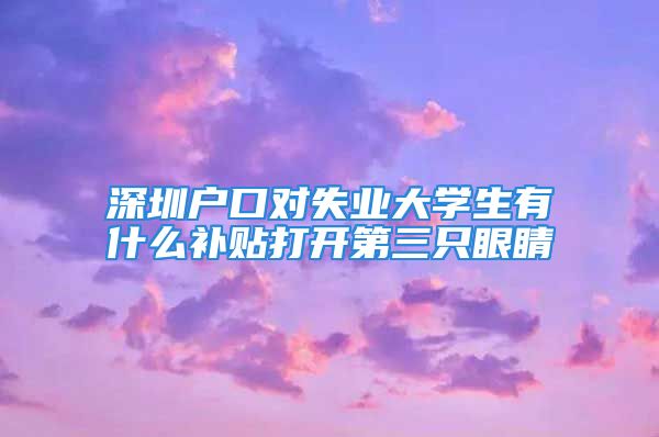 深圳户口对失业大学生有什么补贴打开第三只眼睛