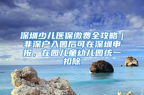 深圳少儿医保缴费全攻略｜非深户入园后可在深圳申报，在园儿童幼儿园统一扣除