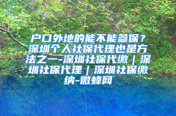 户口外地的能不能参保？深圳个人社保代理也是方法之一-深圳社保代缴｜深圳社保代理｜深圳社保缴纳-微蜂网