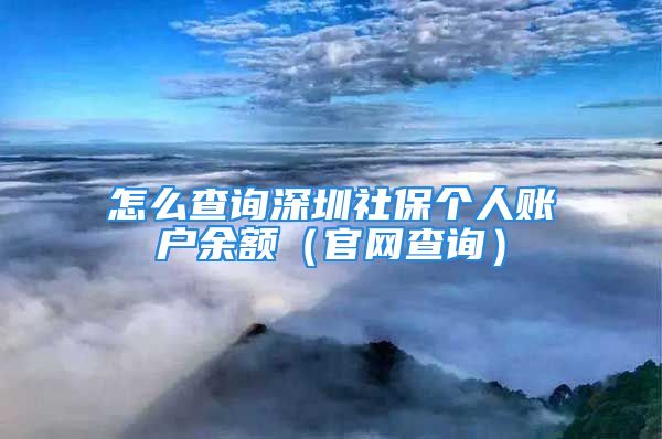 怎么查询深圳社保个人账户余额（官网查询）