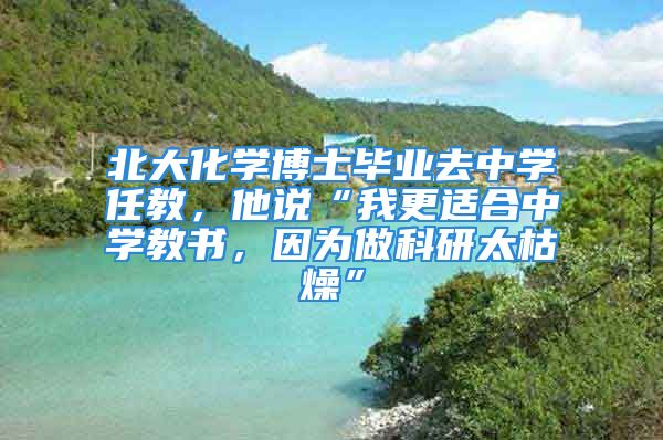 北大化学博士毕业去中学任教，他说“我更适合中学教书，因为做科研太枯燥”