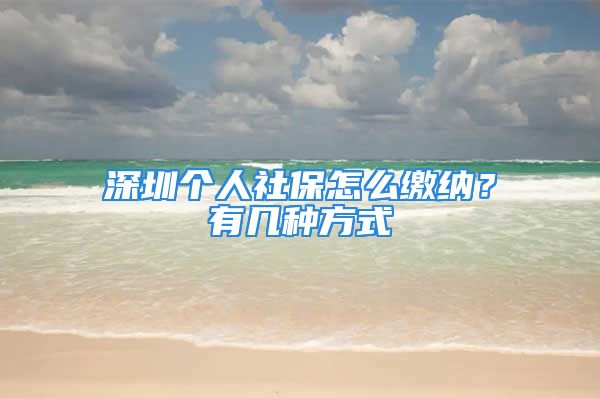 深圳个人社保怎么缴纳？有几种方式