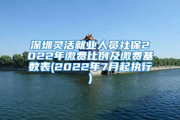 深圳灵活就业人员社保2022年缴费比例及缴费基数表(2022年7月起执行)