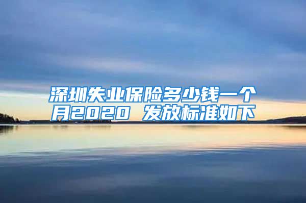 深圳失业保险多少钱一个月2020 发放标准如下