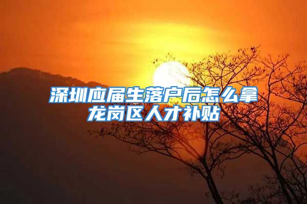 深圳应届生落户后怎么拿龙岗区人才补贴