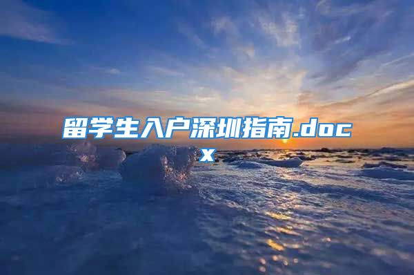 留学生入户深圳指南.docx