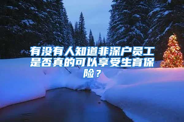 有没有人知道非深户员工是否真的可以享受生育保险？