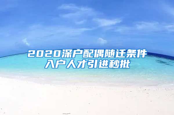 2020深户配偶随迁条件入户人才引进秒批