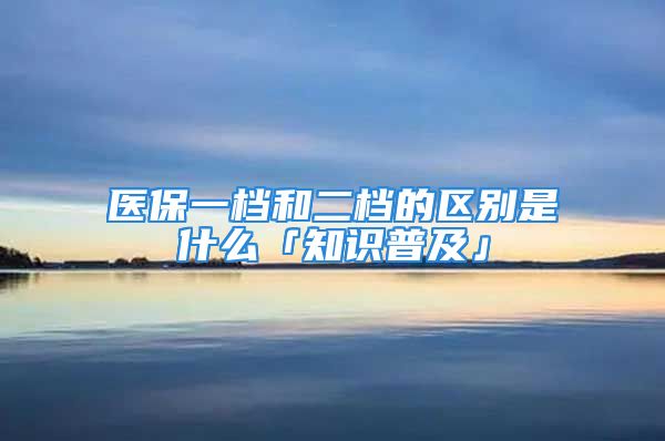 医保一档和二档的区别是什么「知识普及」