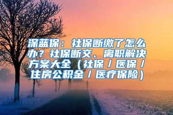 深蓝保：社保断缴了怎么办？社保断交、离职解决方案大全（社保／医保／住房公积金／医疗保险）