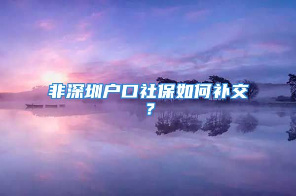 非深圳户口社保如何补交？