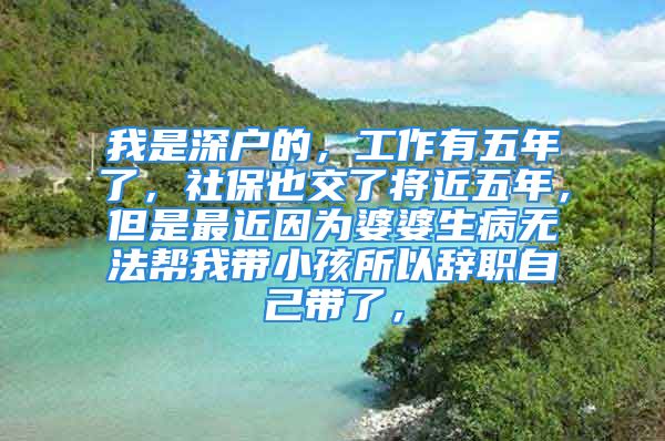 我是深户的，工作有五年了，社保也交了将近五年，但是最近因为婆婆生病无法帮我带小孩所以辞职自己带了，