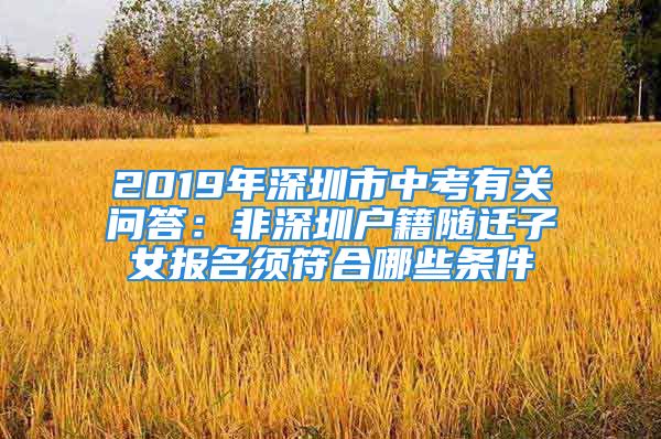 2019年深圳市中考有关问答：非深圳户籍随迁子女报名须符合哪些条件