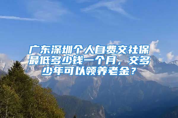 广东深圳个人自费交社保最低多少钱一个月，交多少年可以领养老金？