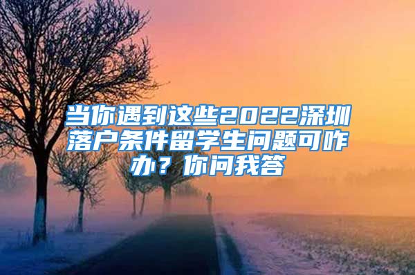 当你遇到这些2022深圳落户条件留学生问题可咋办？你问我答