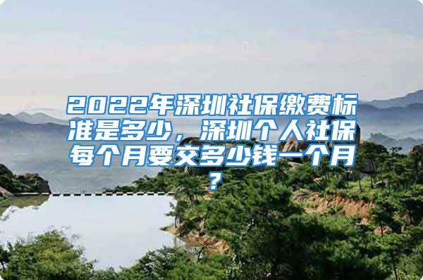 2022年深圳社保缴费标准是多少，深圳个人社保每个月要交多少钱一个月？