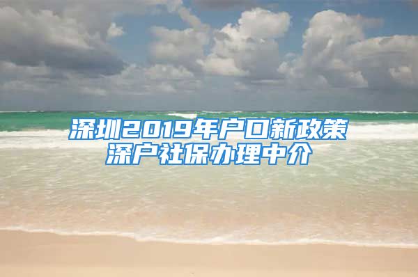 深圳2019年户口新政策深户社保办理中介