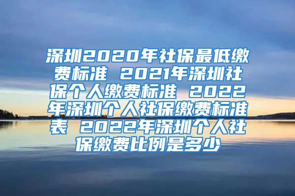 深圳2020年社保最低缴费标准 2021年深圳社保个人缴费标准 2022年深圳个人社保缴费标准表 2022年深圳个人社保缴费比例是多少