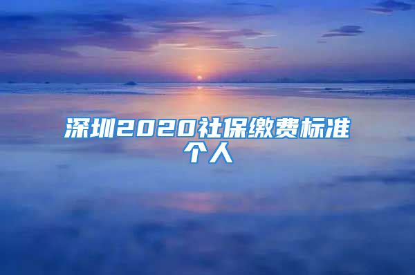 深圳2020社保缴费标准个人