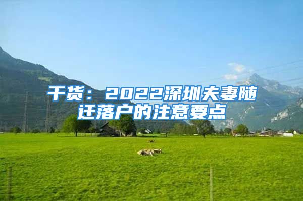 干货：2022深圳夫妻随迁落户的注意要点