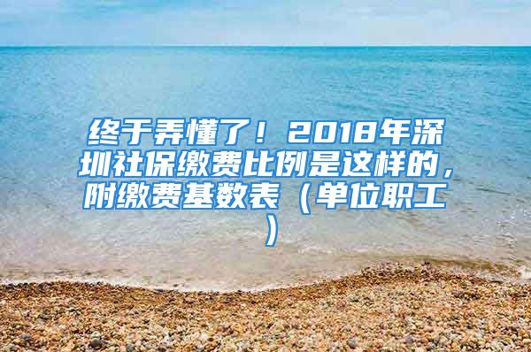 终于弄懂了！2018年深圳社保缴费比例是这样的，附缴费基数表（单位职工）