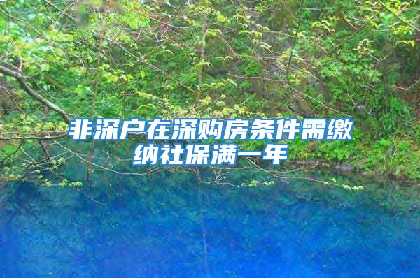 非深户在深购房条件需缴纳社保满一年