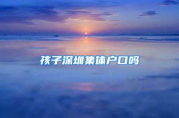 孩子深圳集体户口吗