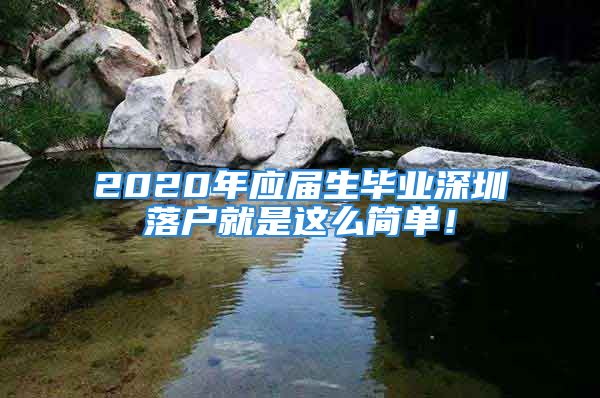 2020年应届生毕业深圳落户就是这么简单！