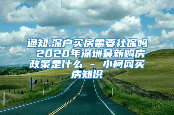 通知,深户买房需要社保吗 2020年深圳最新购房政策是什么 - 小柯网买房知识