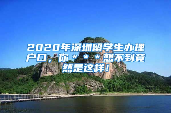 2020年深圳留学生办理户口，你＊＊＊想不到竟然是这样！