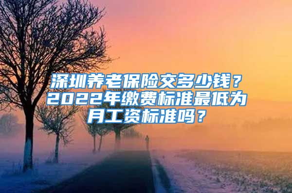 深圳养老保险交多少钱？2022年缴费标准最低为月工资标准吗？