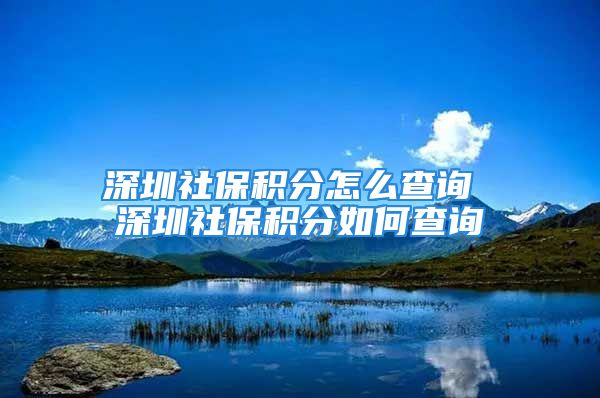 深圳社保积分怎么查询 深圳社保积分如何查询