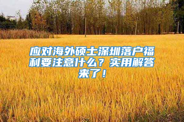 应对海外硕士深圳落户福利要注意什么？实用解答来了！